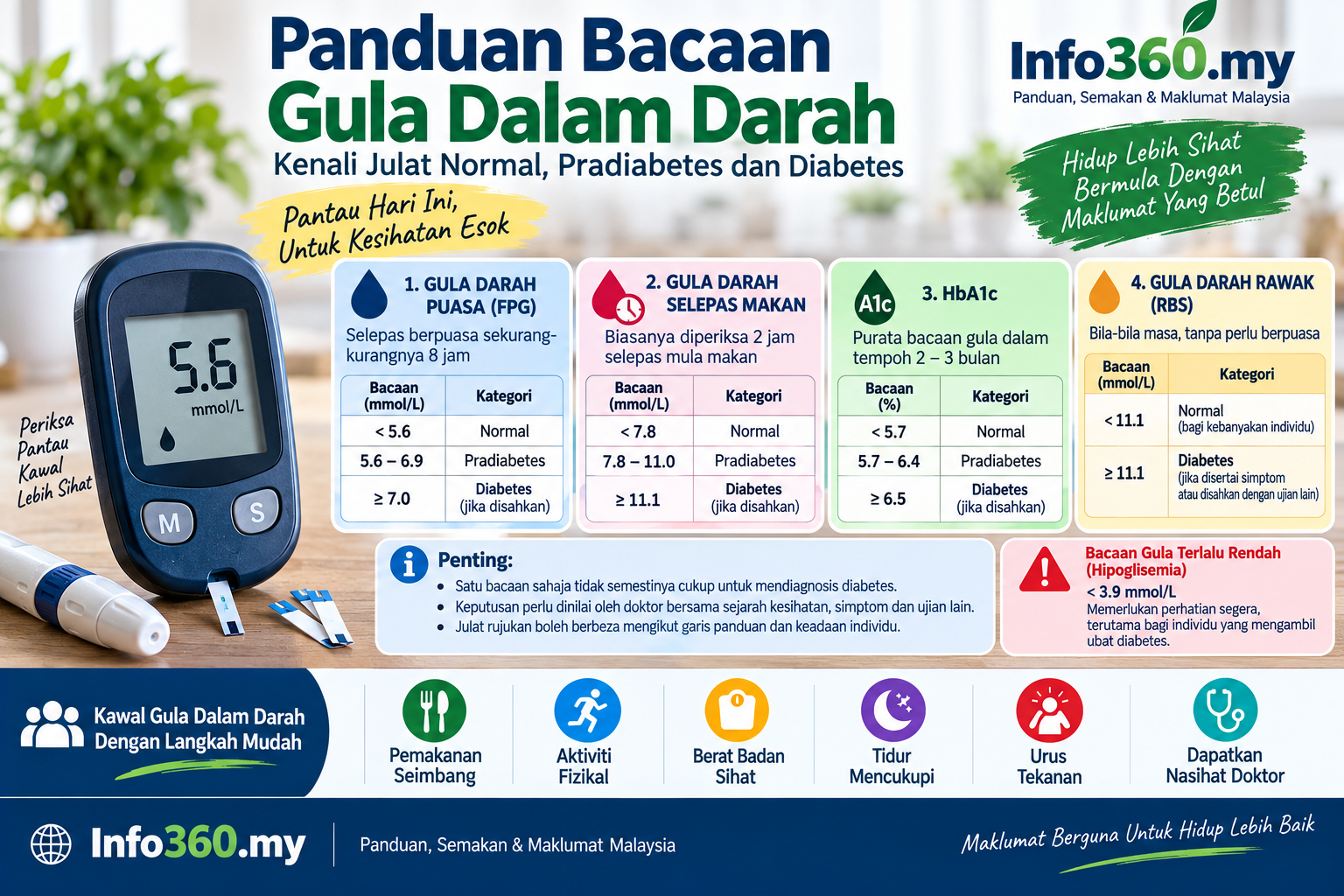 Panduan bacaan gula dalam darah dan ujian HbA1c