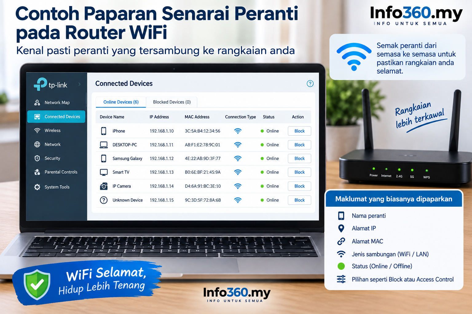 Cara semak peranti yang tersambung ke WiFi