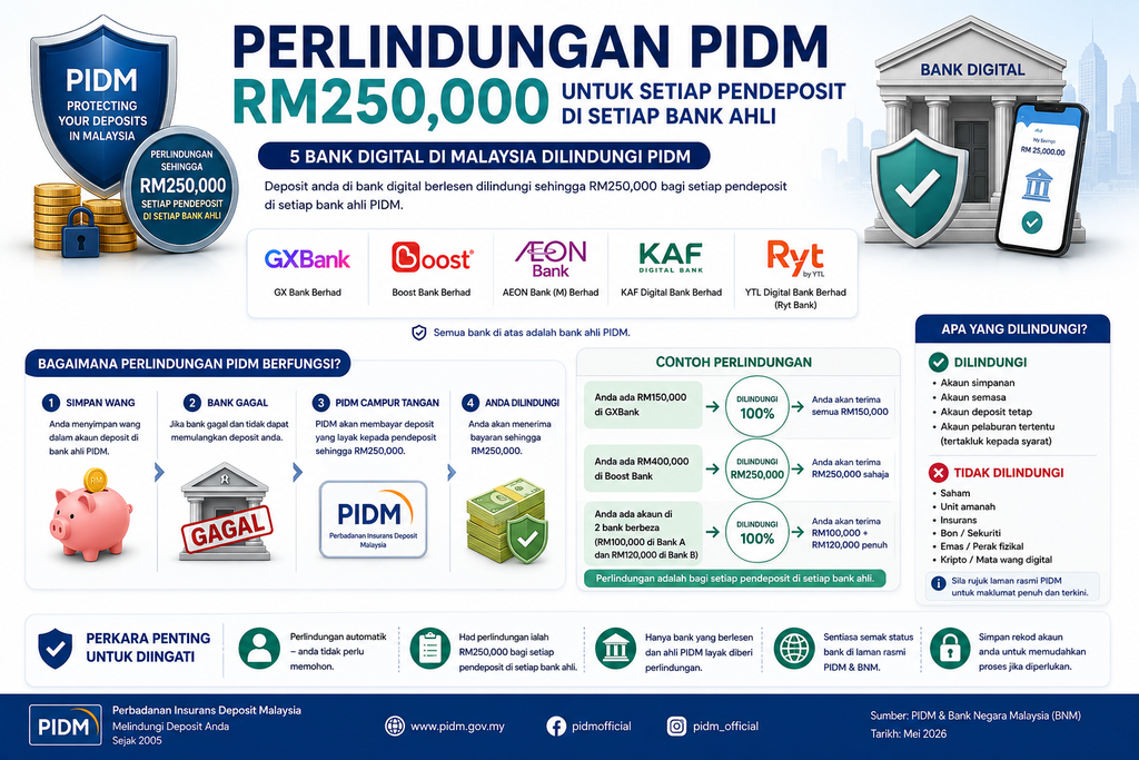 Duit Dalam Bank Digital Dilindungi PIDM